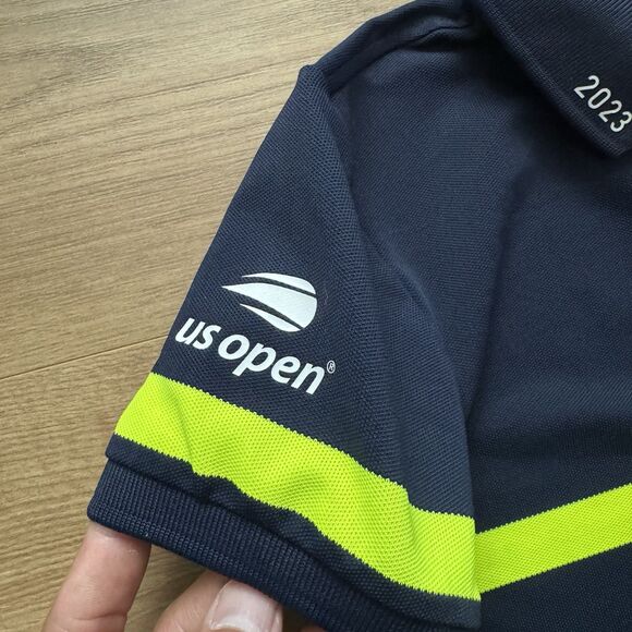 Polo Ralph Lauren Youth Small US Open 2023 Striped Polo Shirt Navy Green Neon - Picture 5 of 9
